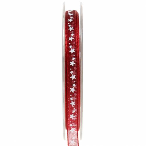 Floristik24 Ruban organza avec étoile rouge foncé 6mm 20m