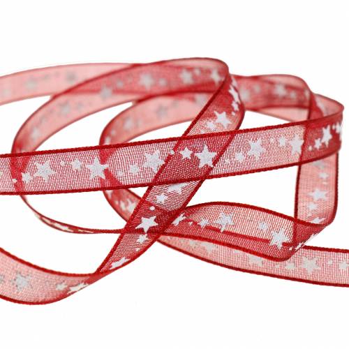 Article Ruban Organza étoile rouge foncé 6mm 20m