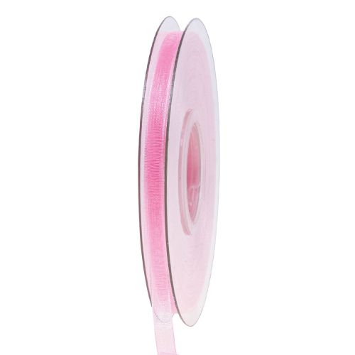 Floristik24 Ruban organza ruban cadeau ruban rose lisière 6mm 50m