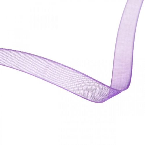 Floristik24 Ruban organza avec lisière, ruban de soie, ruban décoratif violet 7mm 50m