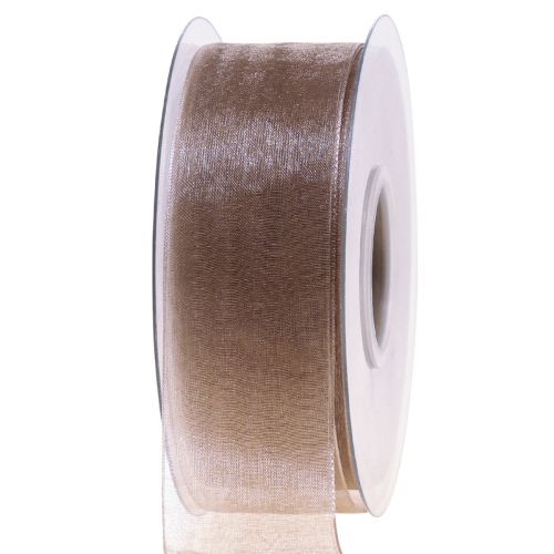 Floristik24 Ruban organza ruban cadeau beige ruban tissé bord taupe 40mm 50m