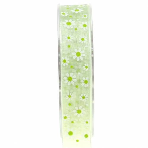 Floristik24 Ruban organza vert à fleurs 20mm 20m