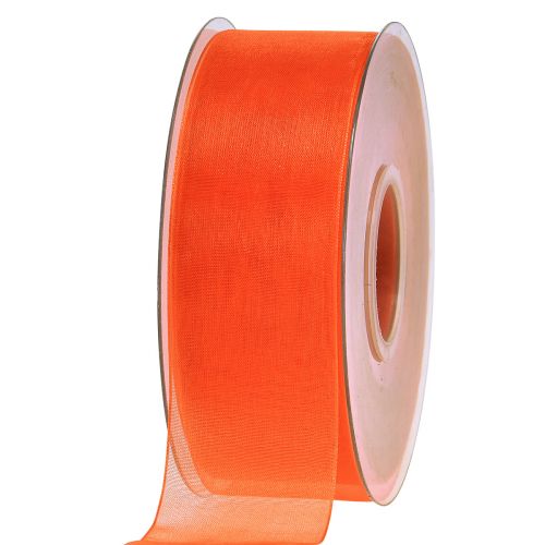 Floristik24 Ruban organza ruban cadeau ruban orange lisière 40mm 50m