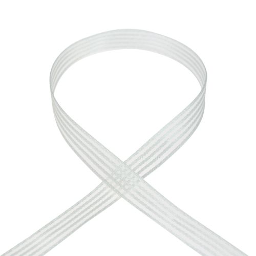 Ruban organza à rayures ruban cadeau blanc 15mm 20m