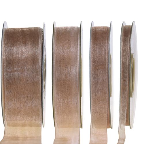 Ruban organza ruban cadeau ruban beige lisière taupe 50m