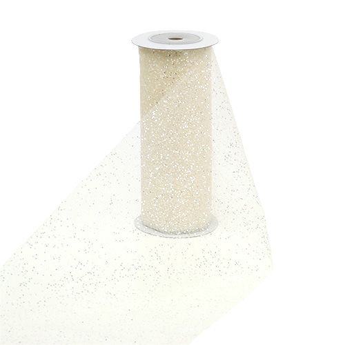 Floristik24 Tissu organza crème avec paillettes 15 x 500 cm