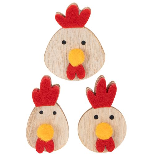 Article Poulet en bois avec pastilles adhésives, décoration de Pâques artisanale, décoration de table créative, style champêtre, 5 cm, 36 pièces