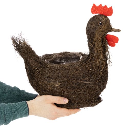 Article Panier de Pâques décoratif avec guirlandes et poules, 36 cm