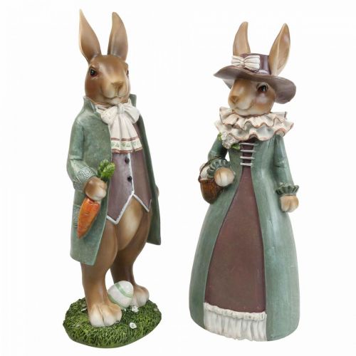 Décorations de Pâques déco lapins Figurine lapin de Pâques paire de lapins H34cm 2pcs