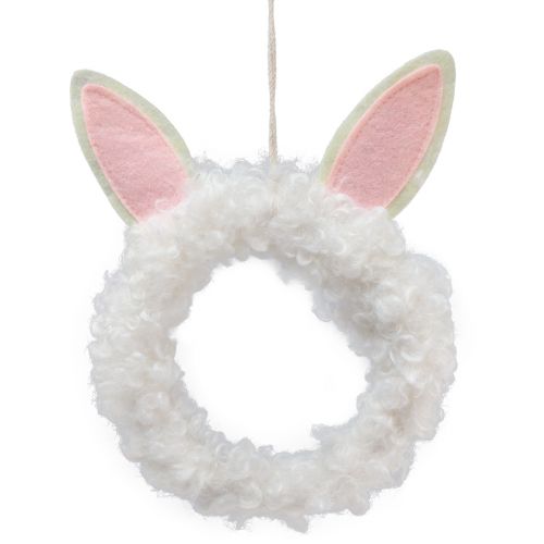 Floristik24 Décoration de Pâques anneau décoratif oreilles de lapin décoration de porte blanc Ø13cm 4pcs