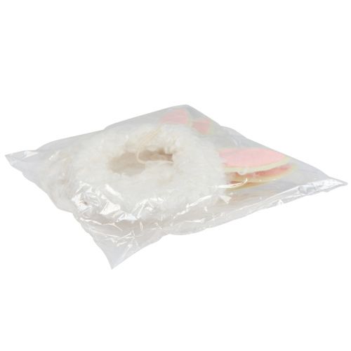 Article Décoration de Pâques anneau décoratif oreilles de lapin décoration de porte blanc Ø13cm 4pcs