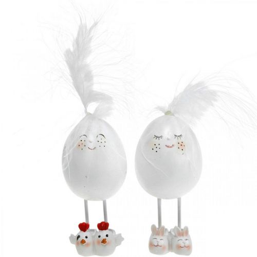 Floristik24 Oeufs de décoration de Pâques avec des pantoufles, printemps, oeuf de Pâques heureux, oeufs avec un visage 2pcs