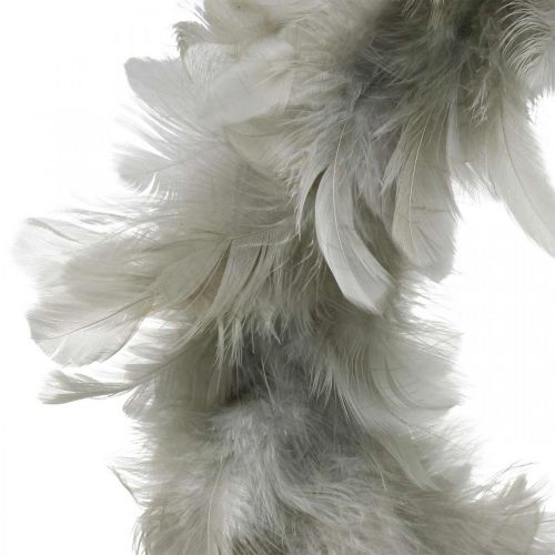 Floristik24 Décoration de Pâques couronne de plumes grand gris Ø25cm Décoration printanière vraies plumes