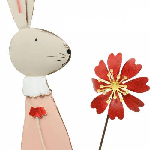 Floristik24 Décoration de Pâques, lapin en métal, décoration de printemps, lapin de Pâques avec fleur 61cm