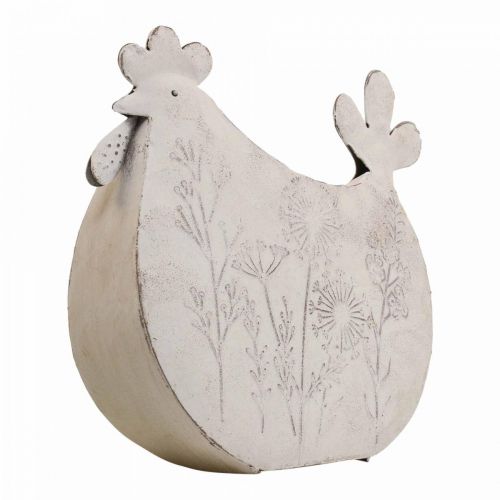 Floristik24 Décoration de Pâques métal déco poulet Pâques blanc 19,5x6,5x18cm