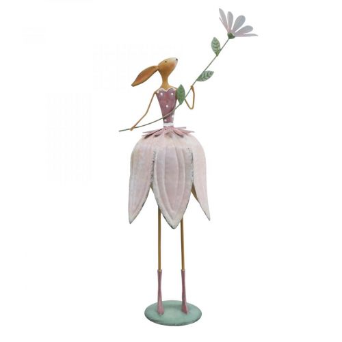 Floristik24 Décoration de Pâques décoration métal lapin de Pâques avec fleur colorée H52cm