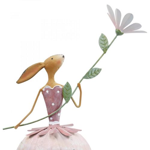 Floristik24 Décoration de Pâques décoration métal lapin de Pâques avec fleur colorée H52cm