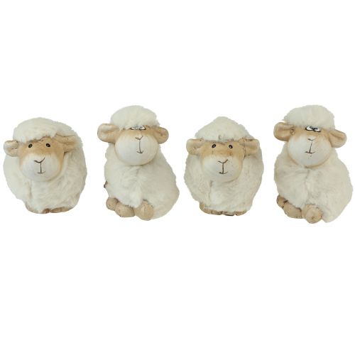 Article Décoration de Pâques mouton décoration en céramique crème de Pâques 9,5×6×9cm 4 pcs