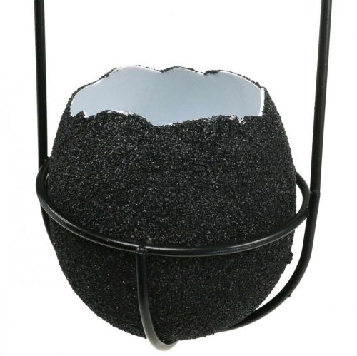Article Décoration de Pâques à suspendre, coquille d&#39;œuf à planter, décoration printanière noir/blanc H24cm 4 pcs