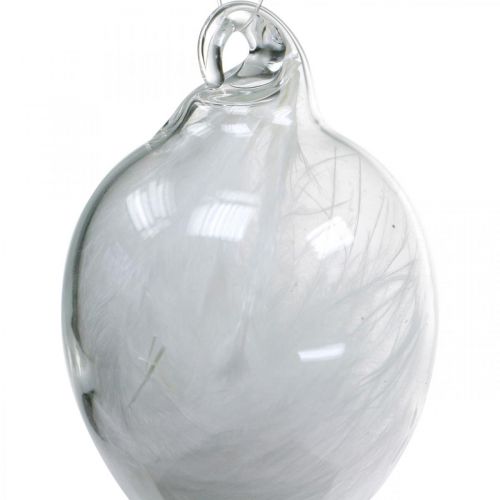 Floristik24 Décoration de Pâques à suspendre, œuf en verre avec plumes, mini œuf de Pâques, décoration printanière 8 pièces