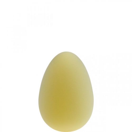 Article Oeuf de Pâques décoration oeuf plastique jaune clair floqué 20cm