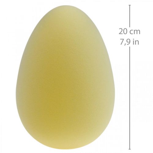 Article Oeuf de Pâques décoration oeuf plastique jaune clair floqué 20cm