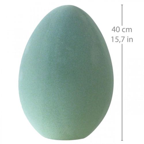 Floristik24 Oeuf de Pâques grand oeuf gris-vert vert décoration de Pâques floqué 40cm