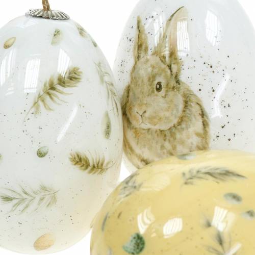 Floristik24 Décoration de Pâques à suspendre motifs oeufs de Pâques blanc, jaune, marron assortis 6 pièces