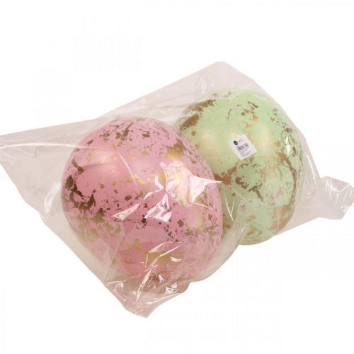 Floristik24 Oeuf de Pâques à suspendre oeufs déco rose, vert, or 20cm 2pcs