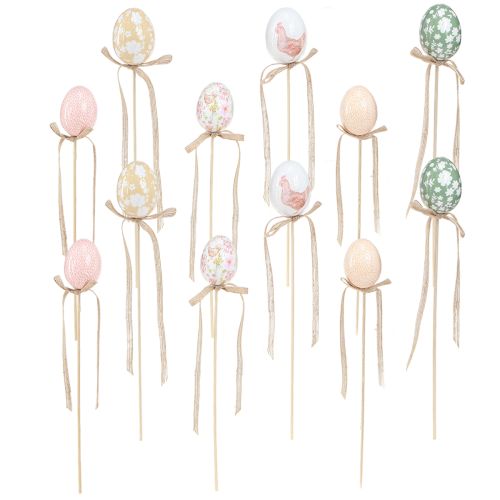 Floristik24 Oeufs de Pâques sur bâton plug décoratif Poulet de Pâques 4x5,5cm 12 pcs