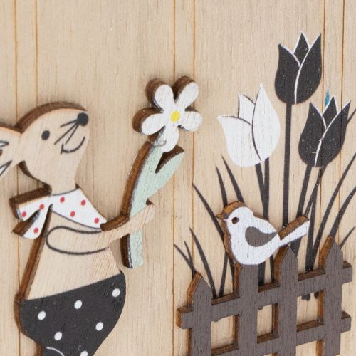 Article Œufs de Pâques à suspendre, œuf en bois avec lapin, blanc naturel, 10 cm, lot de 6