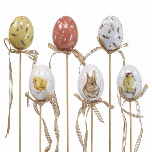 Oeufs de Pâques bouchon fleur en plastique Décoration de Pâques H6cm 6pcs