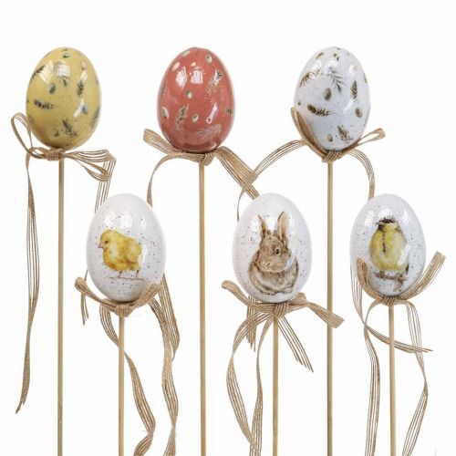 Floristik24 Oeufs de Pâques bouchon fleur en plastique Décoration de Pâques H6cm 6pcs