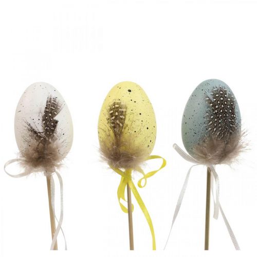 Article Oeufs de Pâques en plastique décoration de Pâques bouchons de fleurs H6cm 12 pièces