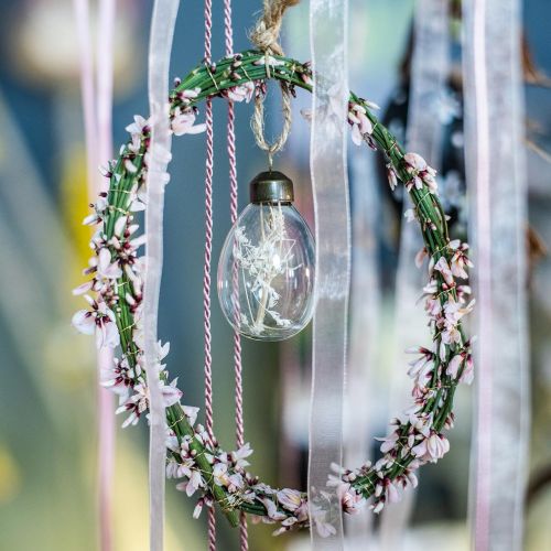 Article Oeufs de Pâques avec fleurs séchées, véritables oeufs décoratifs en verre, décorations florales de Pâques à suspendre, oeufs en verre 8 pièces