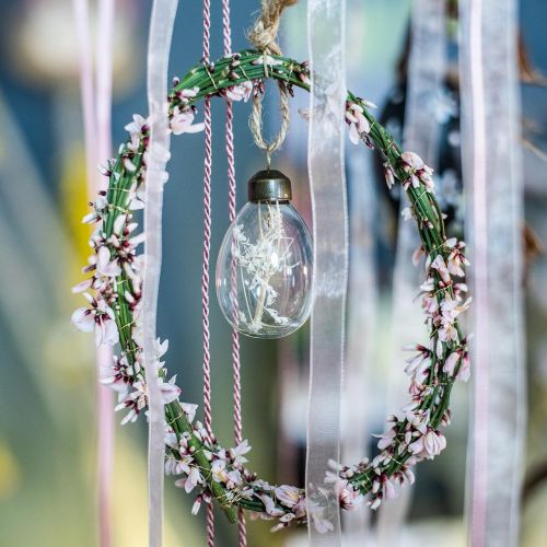 Floristik24 Oeufs de Pâques avec fleurs séchées, œufs décoratifs en verre véritable, décorations florales de Pâques à suspendre, œufs en verre 8 pcs