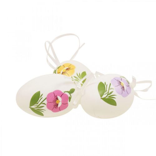 Oeufs de Pâques à suspendre avec motif fleur Décoration de Pâques 12pcs