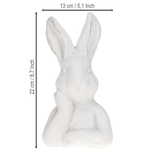 Article Figurine de lapin de Pâques Shabby Chic Lapin Pensif Blanc 11×9×20,5 cm