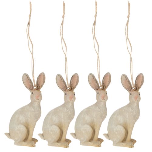 Article Figurine lapin de Pâques à suspendre décoration de Pâques polyrésine H9,5cm 4pcs