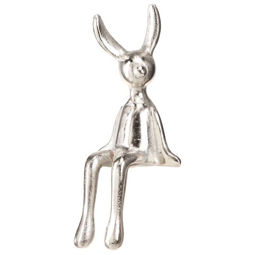 Floristik24 Tabouret de bord de lapin de Pâques lapin en métal petit argent 9×9×21cm
