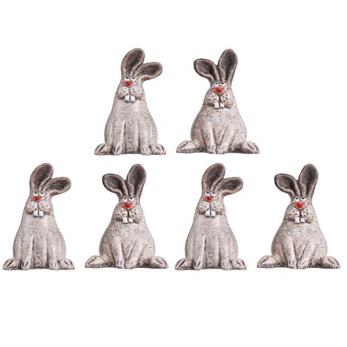 Floristik24 Lapin de Pâques Lapin Décoratif Amusant en Céramique Marron H7cm 6 pcs