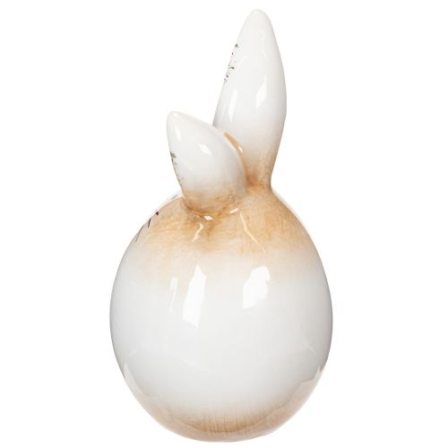 Article Figurine décorative de lapin de Pâques en céramique, œuf blanc, lapin Ø6cm H11,5cm