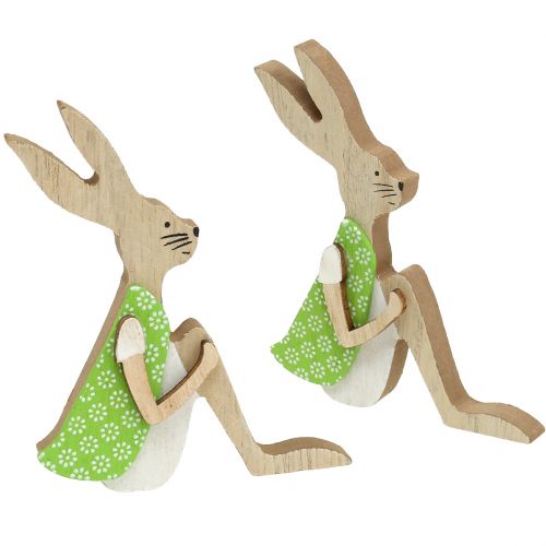Lapin de Pâques en bois assis 11cm 8 pcs