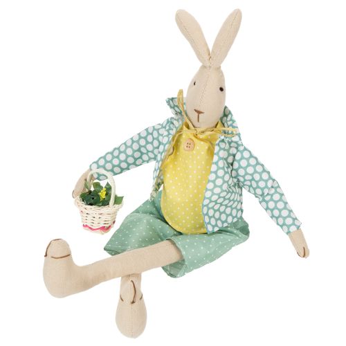 Article Lapin de Pâques en tissu, lapin habillé, décoration de Pâques, jeune lapin H46cm