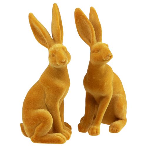 Article Lapin de Pâques Figurine Lapin Décoratif Pâques Jaune Curry H12,5 cm 2 pcs
