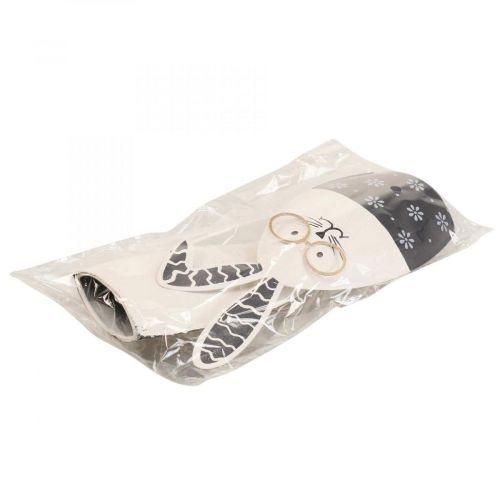 Article Lapin de Pâques lapin noir et blanc avec des lunettes en métal 18,5x7x3cm 2pcs