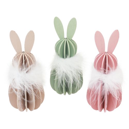 Floristik24 Décoration de table lapin de Pâques lapin en bois coloré 5,5×15cm 3pcs