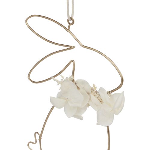 Floristik24 Lapins de Pâques à suspendre fleurs en métal doré 10×14,5cm 4 pcs