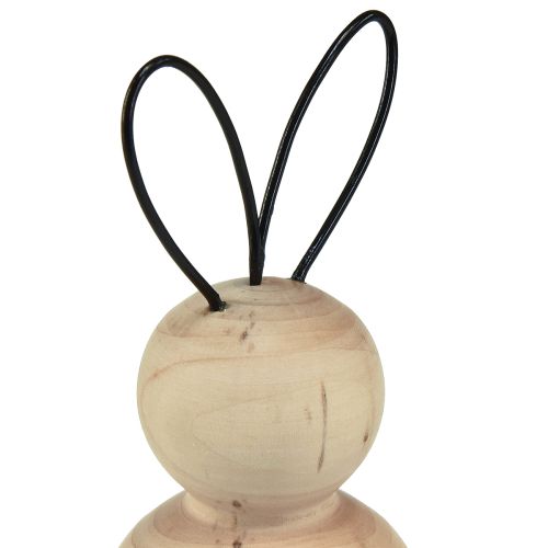 Article Lapins de Pâques en bois et métal noir naturel H10,5cm 6 pcs
