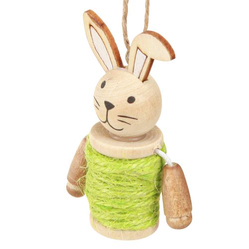 Article Lapins de Pâques à suspendre Décoration de Pâques bois jute H6,5cm 9 pcs